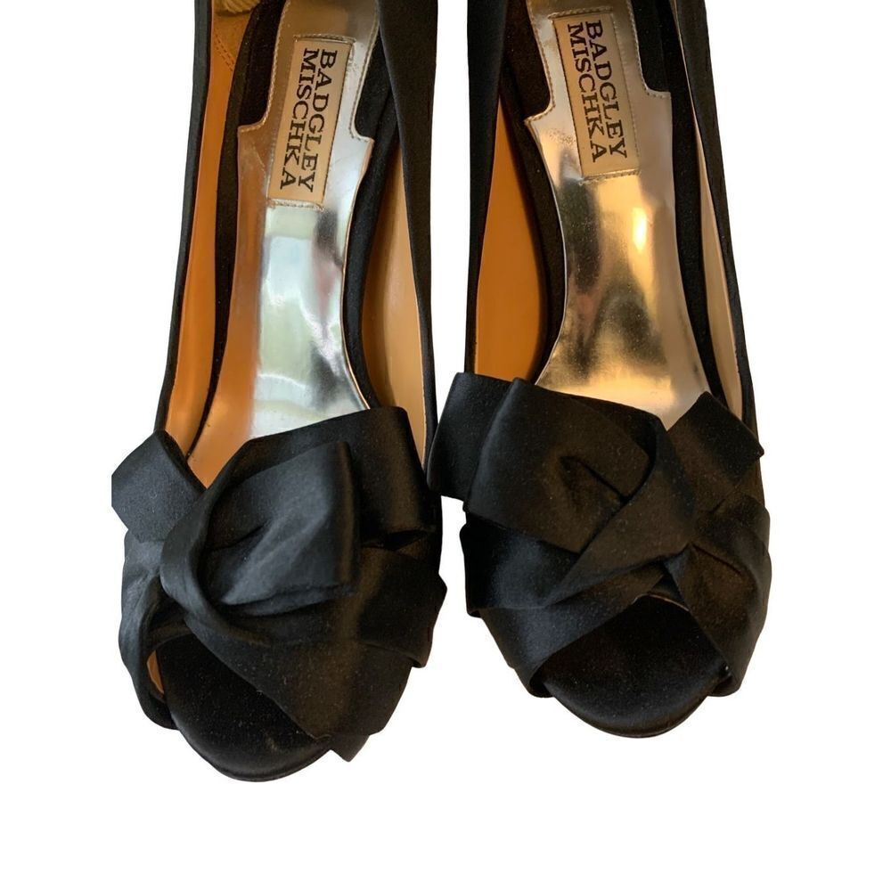 Badgley Mischka black heels bow women’s size 7 - Picture 5 of 8